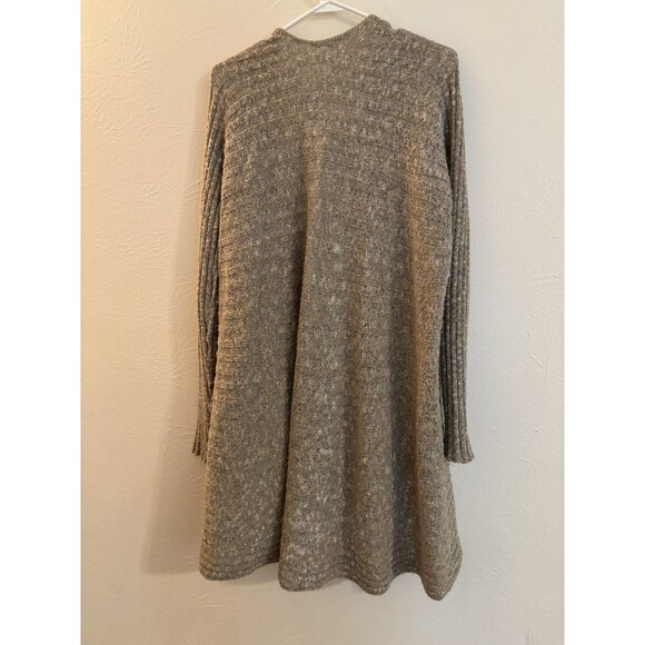 Free People Medium Women’s Tan Brown Open Front Cardigan Ribbed Trapeze - Picture 2 of 7